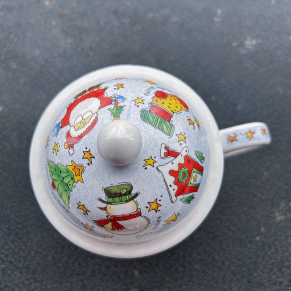 Kathryn Distefano Christmas Santa Holiday Cocoa Coffee Tea Mug w Raised Lid EUC - Picture 4 of 7